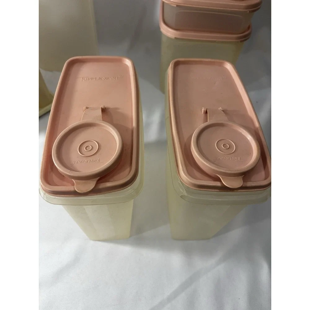 Lot Of 49 Vintage Tupperware Pink Spice Rack with Carousel, Cups, Cereal
